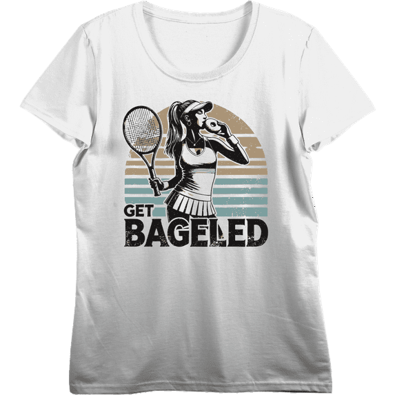 Get Bageled Tennis Women's Vivid White Crew Neck Short Sleeve Crop Tee-Medium