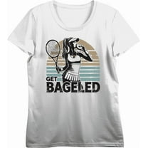 Get Bageled Tennis Women's Vivid White Crew Neck Short Sleeve Crop Tee-Medium