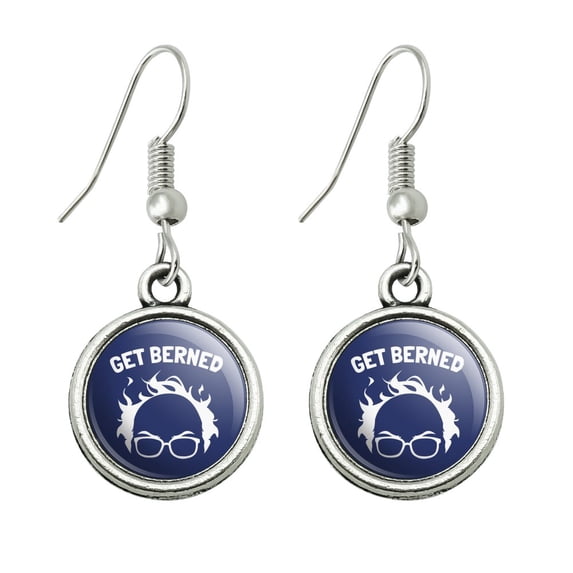Get Berned Burned Bernie Sanders Burning Democrat Hair Novelty Dangling Drop Charm Earrings
