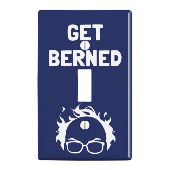 Get Berned Burned Bernie Sanders Burning Democrat Hair Plastic Wall Decor Toggle Light Switch Plate Cover