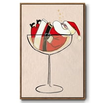Get Blitzened Collection B - Framed Gallery Wrapped Holiday Canvas - 17 x 25 - Rosewood Frame