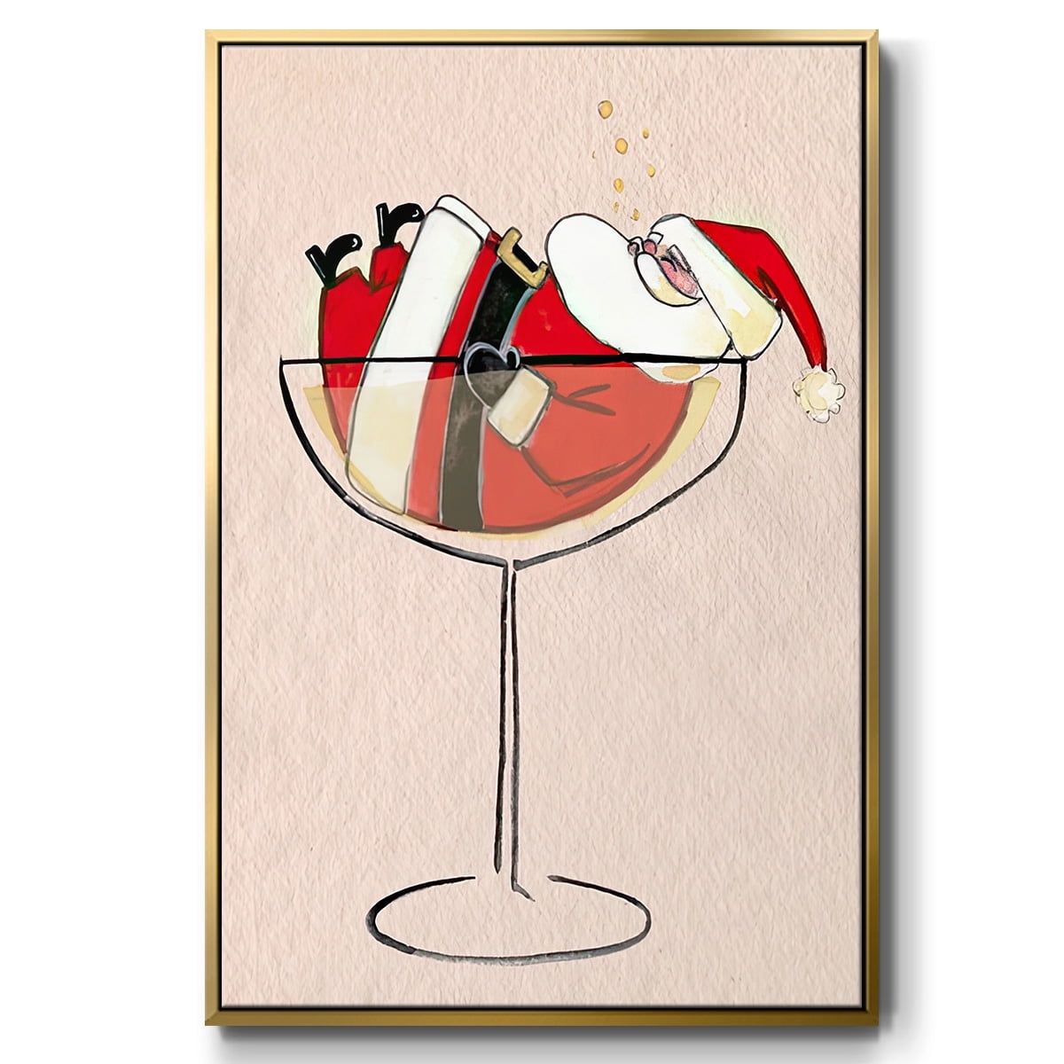 Get Blitzened Collection B - Framed Gallery Wrapped Holiday Canvas - 25 x 37 - Gold Frame