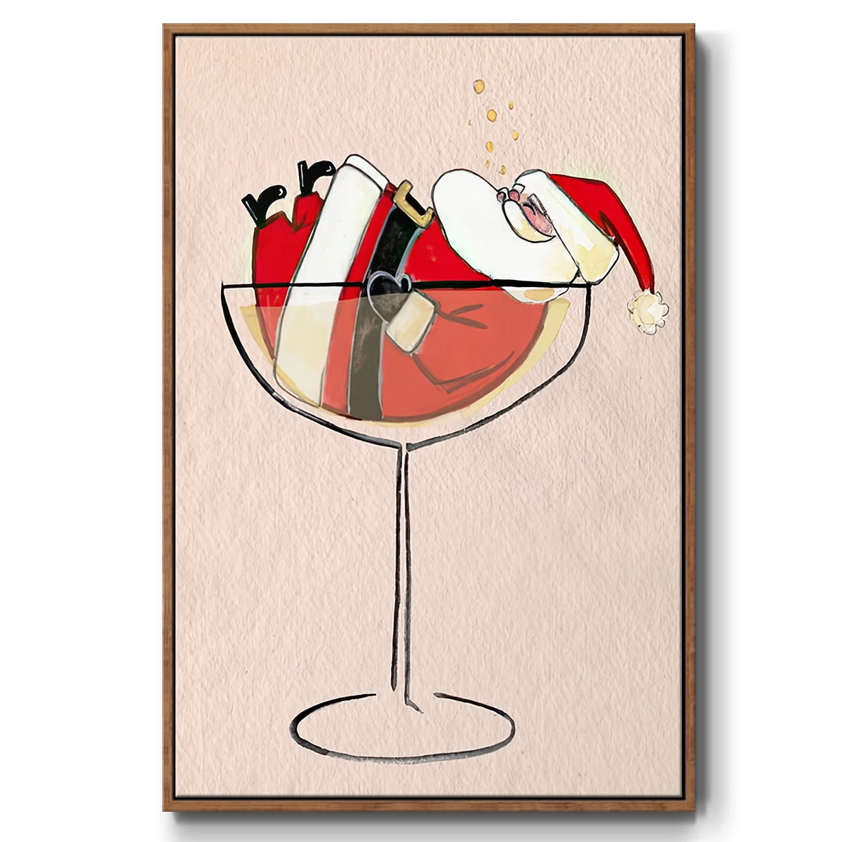 Get Blitzened Collection B - Framed Gallery Wrapped Holiday Canvas - 25 x 37 - Rosewood Frame
