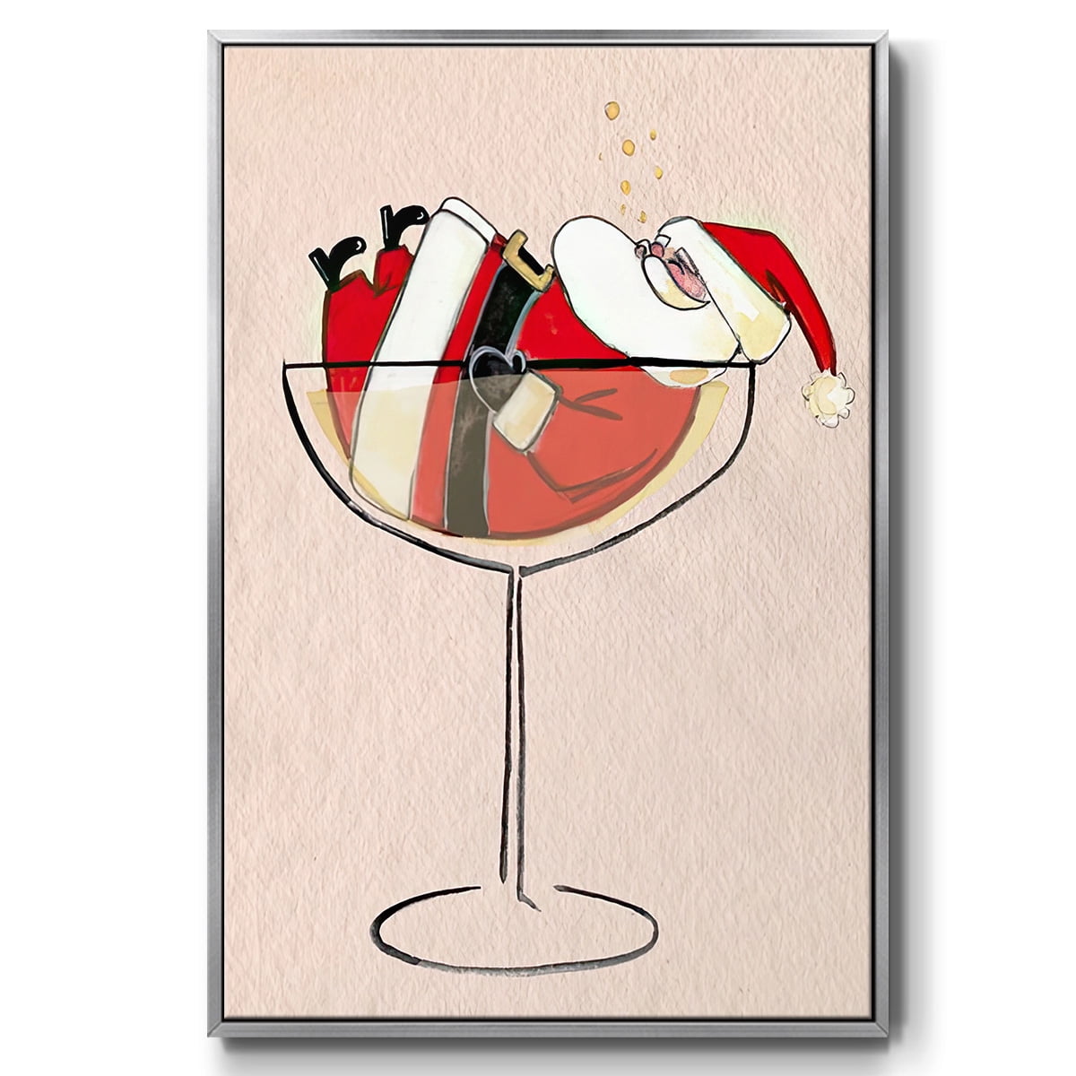 Get Blitzened Collection B - Framed Gallery Wrapped Holiday Canvas - 27 x 41 - Silver Frame