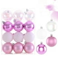 thumbnail image 1 of Get Christmas Ready Matoen 60mm/2.36" Delicate Contrast Color Theme Painting & Glittering Christmas Tree Pendants Decorative Hanging Christmas Baubles Balls Ornaments Set - 24 Pieces (Pink), 1 of 4