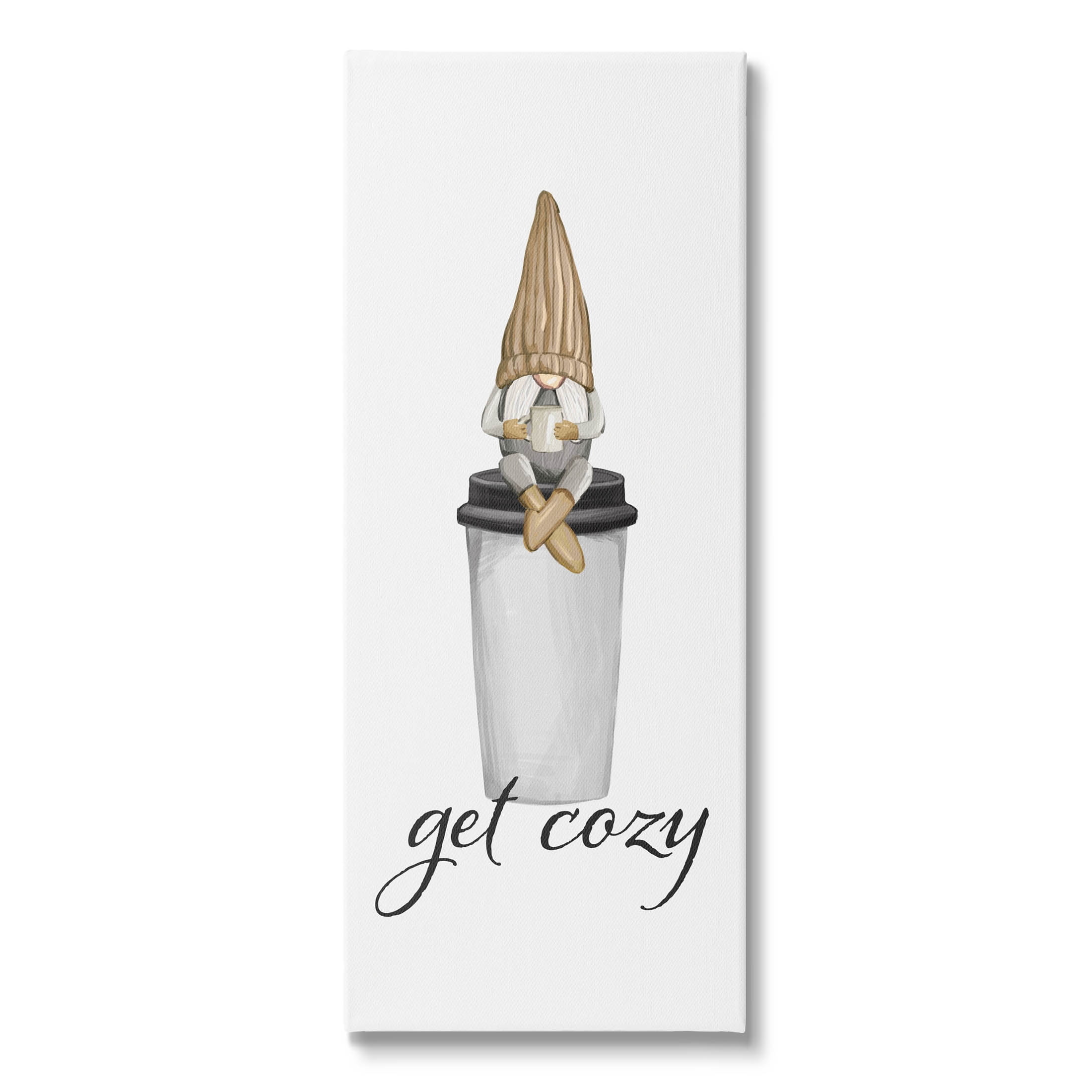 Get Cozy Morning Coffee Gnome Fairy Tales & Fantasy Graphic Art Gallery Wrapped Canvas Print Wall Art