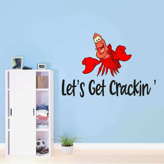 Let's Get Crackin' Crab Claws Sea Under Water Sea Creatures Crab Octopus Fish Seahorse Clam Shellfish Urchin Kelp Sweet Dreams Bedtime Unicorn Wall Decal Sticker - Size: 10 In X 7 In