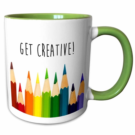 3drose, Get Creative Color Pencils, 11oz Two-tone Green Mug
