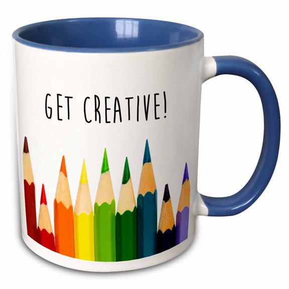 3drose, Get Creative Color Pencils, 15oz Two-tone Blue Mug