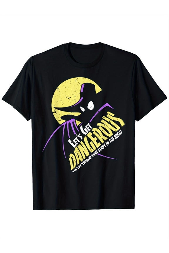 Let'S Get Dangerous Noir Graphic T-Shirt | Cool Cartoon Design with Yellow Lettering & Purple Accent, Unisex Heavyweight Crew Neck Short Sleeve Tee, Regular Fit Casual Shirt for Men