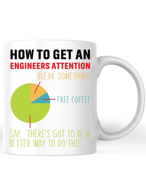 How To Get An Engineers Attention Coffee Mug - Funny Gift For Engineer - 11 Ounce White - For Mechanical, Electrical, Civil, Software, Chemical Engineers - Engineering Drinkware - BMCM00192