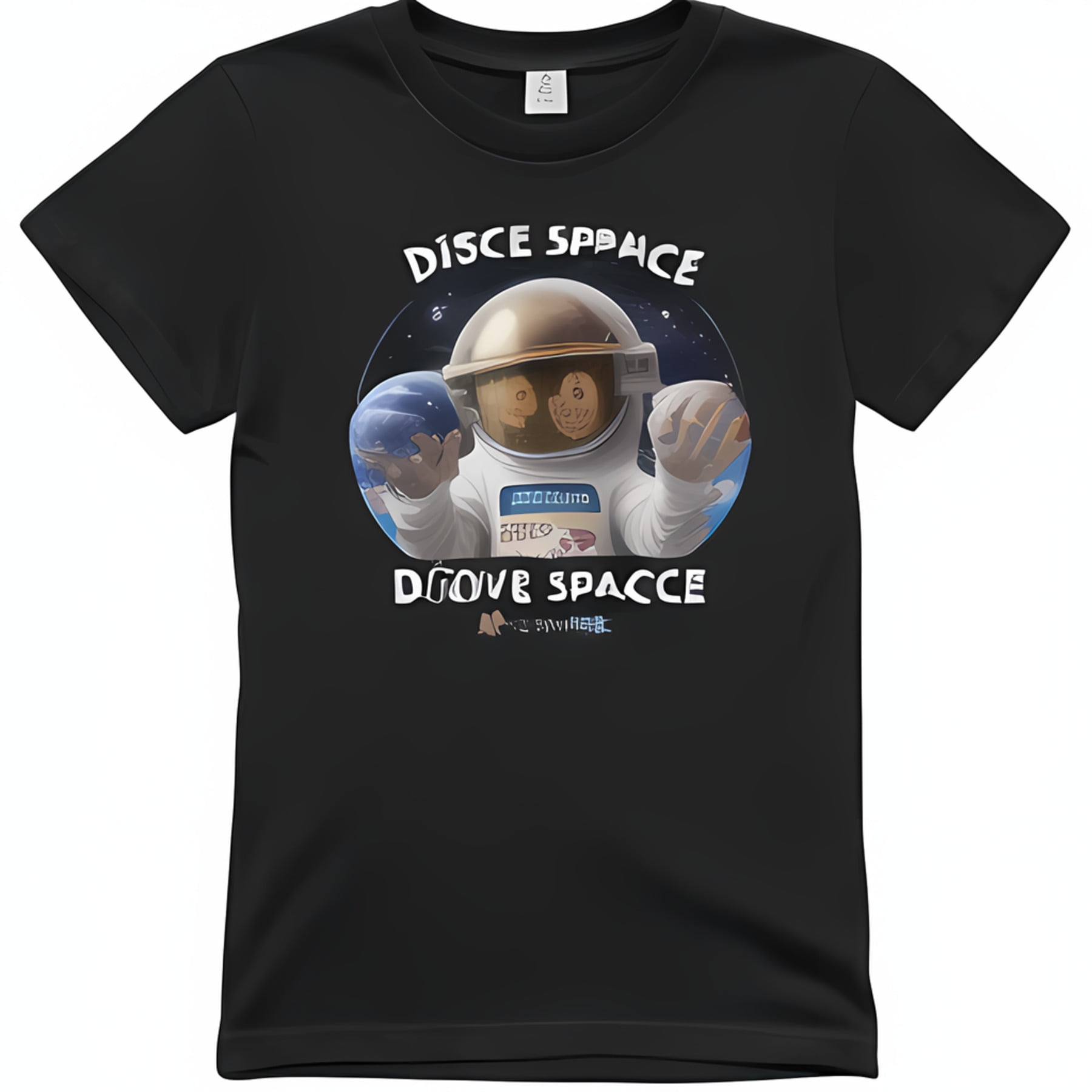 Get Equipment' Black TShirt Astronaut Holding Space Theme 's