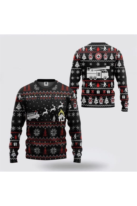 Get Festive With Firefighter Fire Dept Ugly Christmas Sweater – Christmas Gifts For Firefighters