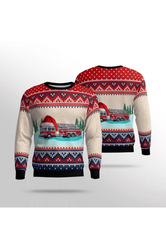 Get Festive With Georgia Columbus Fire And EMS Ugly Christmas Sweater – Christmas Gifts For Firefighters