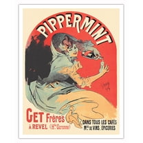 Get Fréres Pippermint - Peppermint Creme de Menthe Liqueur - Vintage French Advertising Poster by Jules Cheret c.1937 - Fine Art Matte Paper Print (Unframed) 11x14in