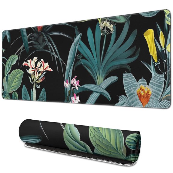 Get in the Game with our XXL Extended Gaming Mouse Pad: Big Desk Pad, Non-Slip Rubber Base, Stitched Edges, Perfect for Office or Home Use, Unique Weeds Design - 31.5 x 11.8 inches