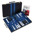 thumbnail image 1 of Get The Games Out Top Backgammon Set - Classic Board Game Case 15" Medium Size - Best Strategy & Tip Guide - Available in Small, Medium and Large Sizes (Blue, Medium), 1 of 19