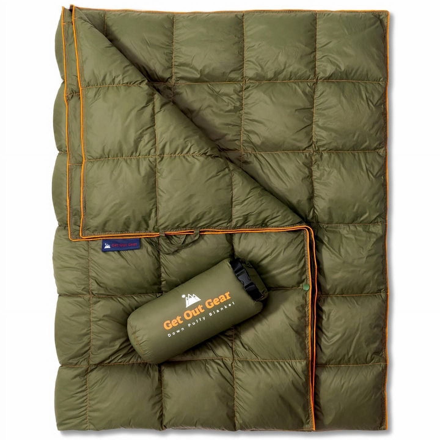 Olive Down Puffy Lightweight Camping Blanket