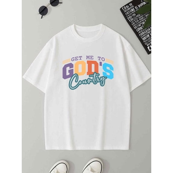 Greenink Get Me To God's Country men 180G Cotton white Trendy Unisex Shirt Crewneck tshirts Casual Unisex Shirt Graphic Tee tshirts Classic Unisex Shirt Printed tshirts