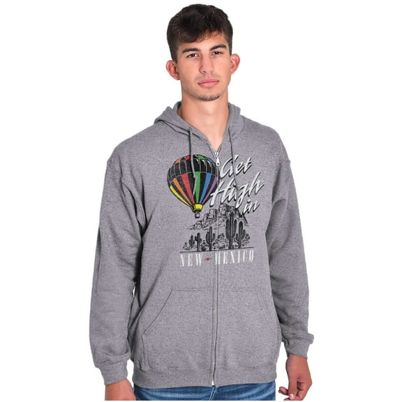 Get High New Mexico Hot Air Balloon Unisex Fleece Graphic Zip Up Hoodie Brisco Brands 5X