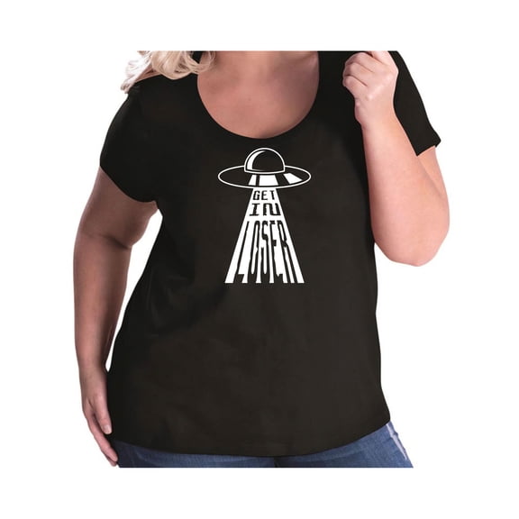 Get In Loser (UFO) Womens Plus Size Scoopneck Tee