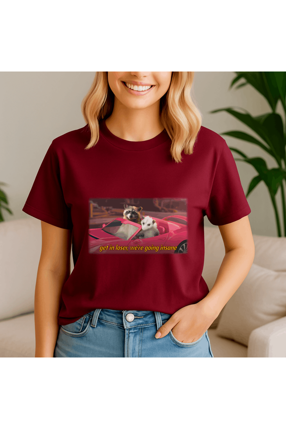 Get In Loser We Are Going Insane Raccoon Possum Word Shirt, Meme Tee, Trending Tshirt, Funny Friend Gift, Quote Cute