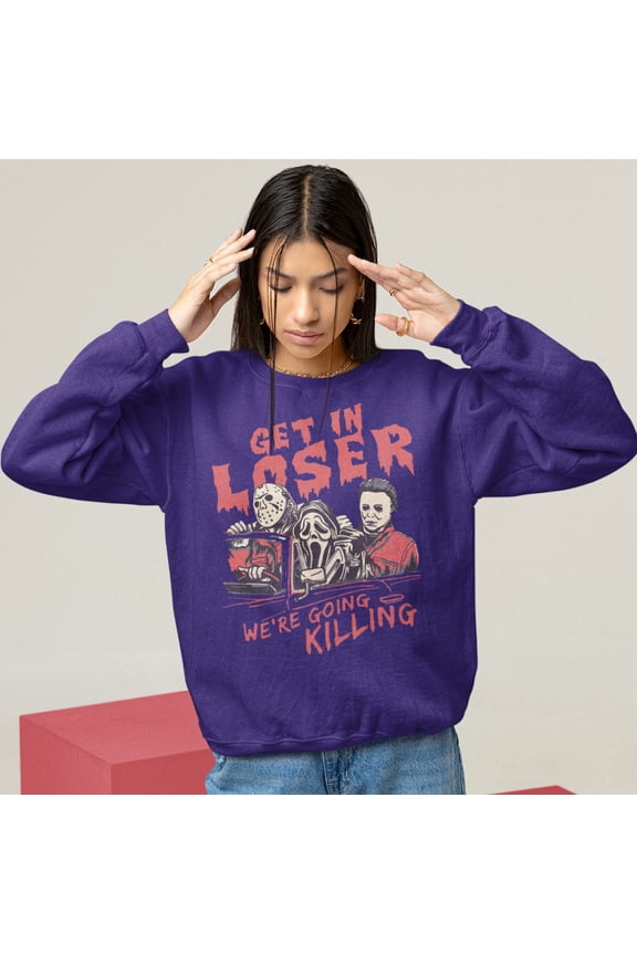 Get In Loser, We're Going Killing Jason Scream Micheal Myers Crewneck Sweater | Halloween Related, Spooky Horror Vibes | 3 Colors