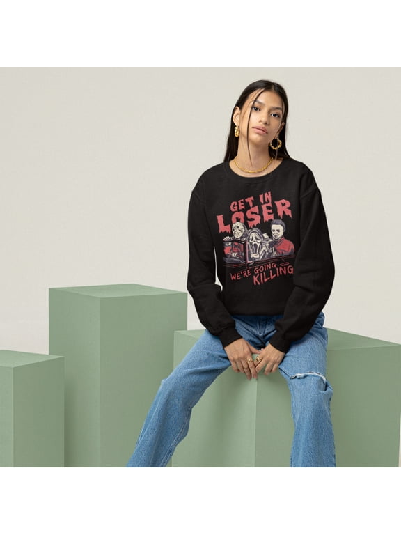 Get In Loser, We're Going Killing Jason Scream Micheal Myers Crewneck Sweater | Halloween Related, Spooky Horror Vibes | 3 Colors