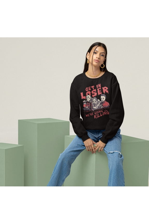 Get In Loser, We're Going Killing Jason Scream Micheal Myers Crewneck Sweater | Halloween Related, Spooky Horror Vibes | 3 Colors