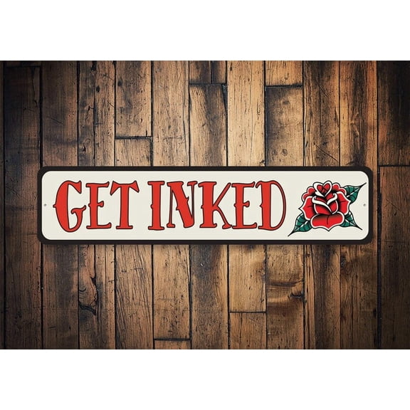Get Inked Sign Inked Up Sign Inked Skins Tattoo Lovers Custom Tat Sign Tattoo Shop Owner Tattoo Gift Gift For Tat Studio - Tat Signs - Size: 16 x 4 Inches