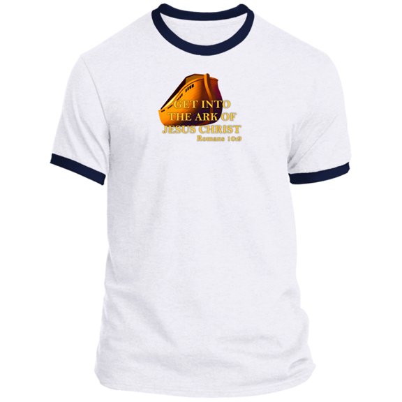 Get Into the Ark of Jesus Christ Men’s Ringer Tee