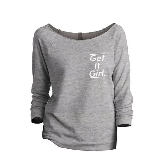 Get It Girl Women's Fashion Slouchy 3/4 Sleeves Raglan Sweatshirt Sport Grey Small