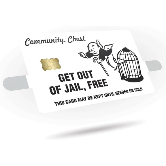 Get Out of Jail Free Credit Card Sticker 3-Pack - Blue, Orange, Pink, White - Debit Card Skin Cover Vinyl Decals - Protect & Personalize Credit/Debit Cards - Slim, Waterproof, Durable (White)