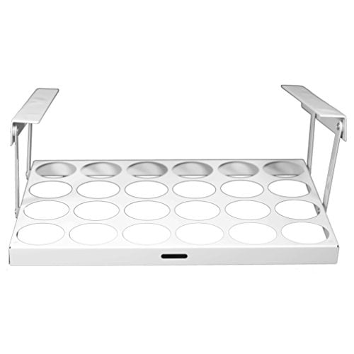 Get Keepers Coffee Keeper Under Cabinet K-Cup Holder, Swing-Down 24 Pod Organizer, White