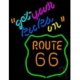thumbnail image 1 of Get Your Kicks on Route 66 LED Neon Sign 19 x 15 - inches, Black Square Cut Acrylic Backing, with Dimmer - Bright and Premium built indoor LED Neon Sign for café, club, party, event and stroefront., 1 of 7