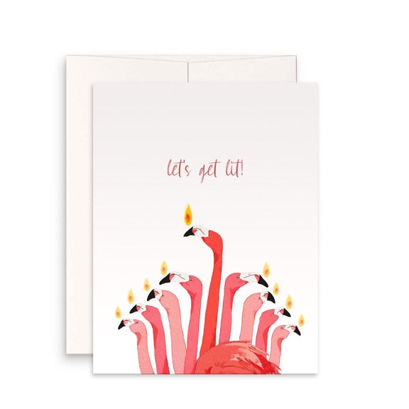 Let's Get Lit Flamingo Birthday Card Fun and Colorful Greeting for Celebrations Includes Envelope, Blank Inside Perfect for Friends and Family on Birthdays