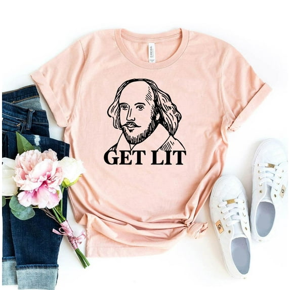 Get Lit T-shirt Reading shirt Party Top Writing Gifts Book Lover Tee Teacher Shirt Holiday Women's Funny Christmas