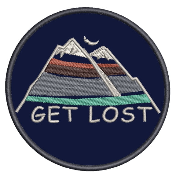 Get Lost Mountains Embroidered Patch Iron/Sew-On Applique Wander Travel Souvenir