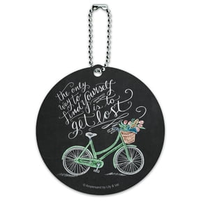 Get Lost to Find Yourself Bicycle Basket Round Luggage ID Tag Card Suitcase Carry-On