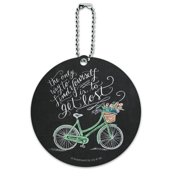 Get Lost to Find Yourself Bicycle Basket Round Luggage ID Tag Card Suitcase Carry-On