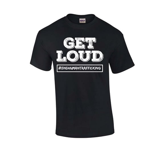 Get Loud End Human Trafficking Unisex Adult Short Sleeve T-shirt-Black-small