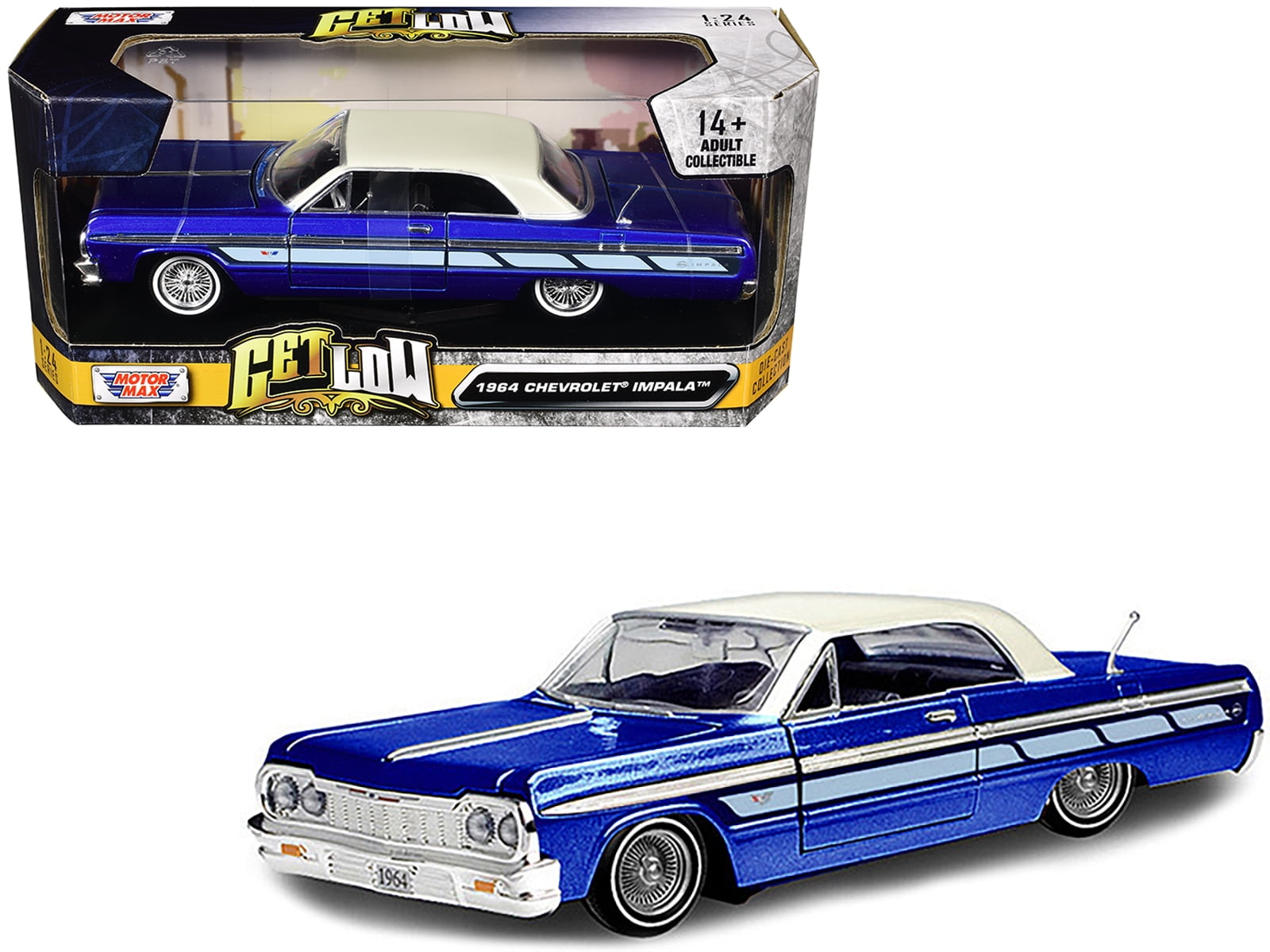 Bajar 1964 Chevrolet Impala Azul 1/24 Collectible Diecast Model