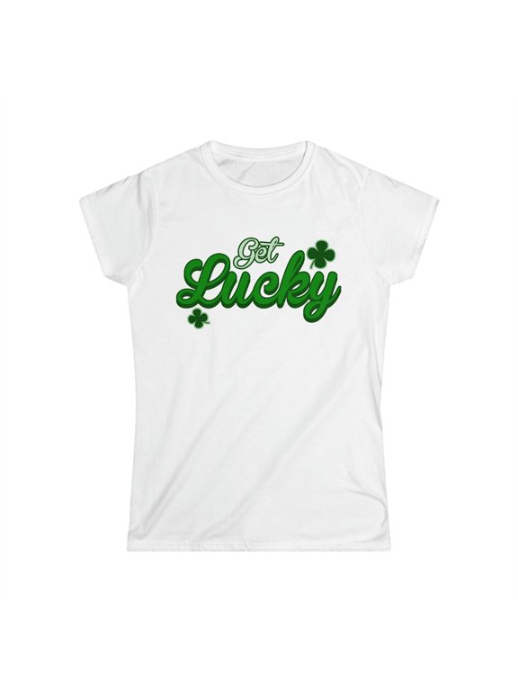 Get Lucky Women's Softstyle Tee, Lucky shirt,St Paddy's Tshirt, Shamrock T