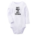 thumbnail image 1 of Get Milk Or Cry Trying Funny Rompers, Newborn Baby Unisex Bodysuits, Infant Jumpsuits, Toddler 0-12 Months Kids Long Sleeves Oufits (White, 6-12 Months), 1 of 4