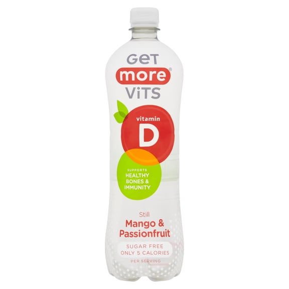 Get More Vits Vitamin D Still Mango & Passionfruit Drink 1 Litre, Imported from Britain