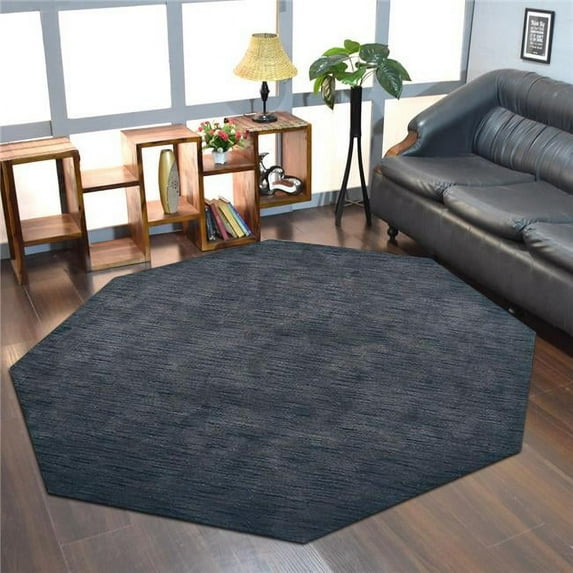 Get My Rugs  Hand Knotted Loom Wool Solid Octagon Area Rug - Charcoal - 10' x 10'