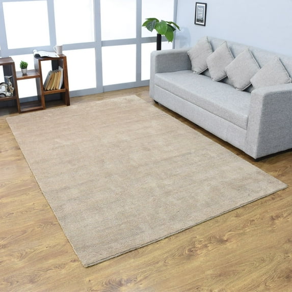Rugsotic Carpets Handmade Rugs Hand Knotted Loom Rectangle 3'x5' Cream Silk Mix for Indoor Use