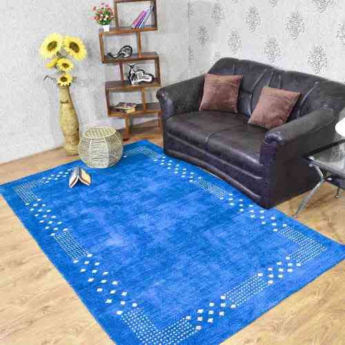 Rugsotic Carpets Handmade Rugs Hand Knotted Loom Rectangle 9'x12' Blue Silk Mix for Indoor Use
