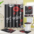thumbnail image 2 of 'Get Naked' Shower Curtain And Bath Mat Set – 4-Piece – Non-Slip, Machine Washable – Black 2 of 3