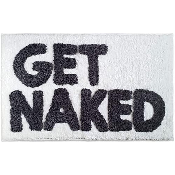 Get Naked Bath Mat for Bathtub - Cute Bath Rugs for Apartment Decor - Bath Mats for Bathroom as Shower Floor Mat - Tufted Gray and White Bathroom Rug - 31" x 20"
